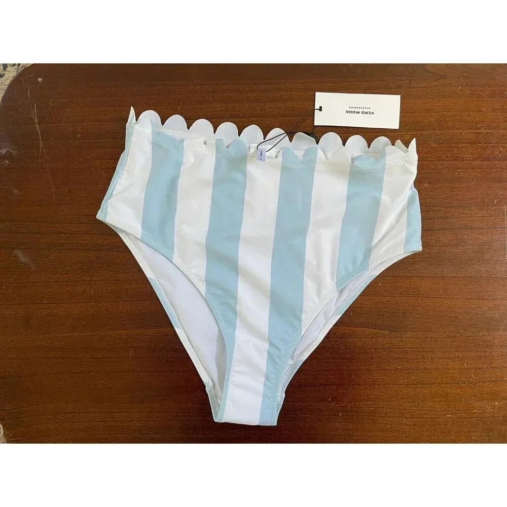 Vero Moda Women's Bikini‎ Size M Blue&White NWT High Waisted Stripe
